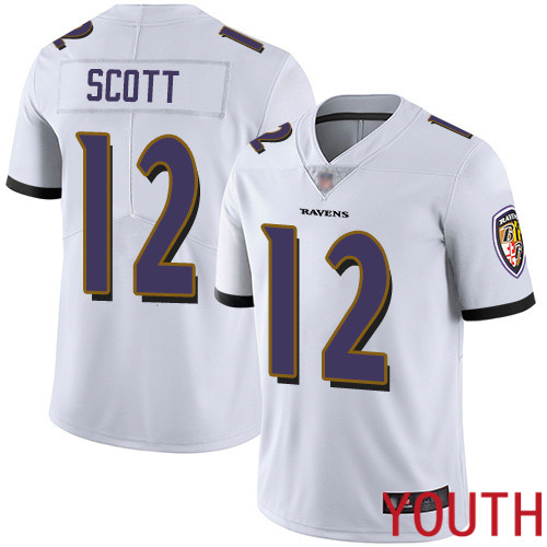 Baltimore Ravens Limited White Youth Jaleel Scott Road Jersey NFL Football 12 Vapor Untouchable